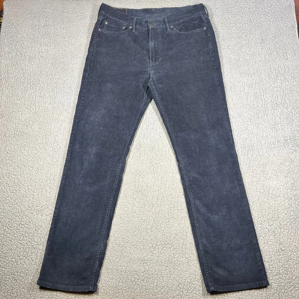Levis 514 Straight Fit Corduroy Pants Mens 33x32 Navy Blue Stretch 00514-0729